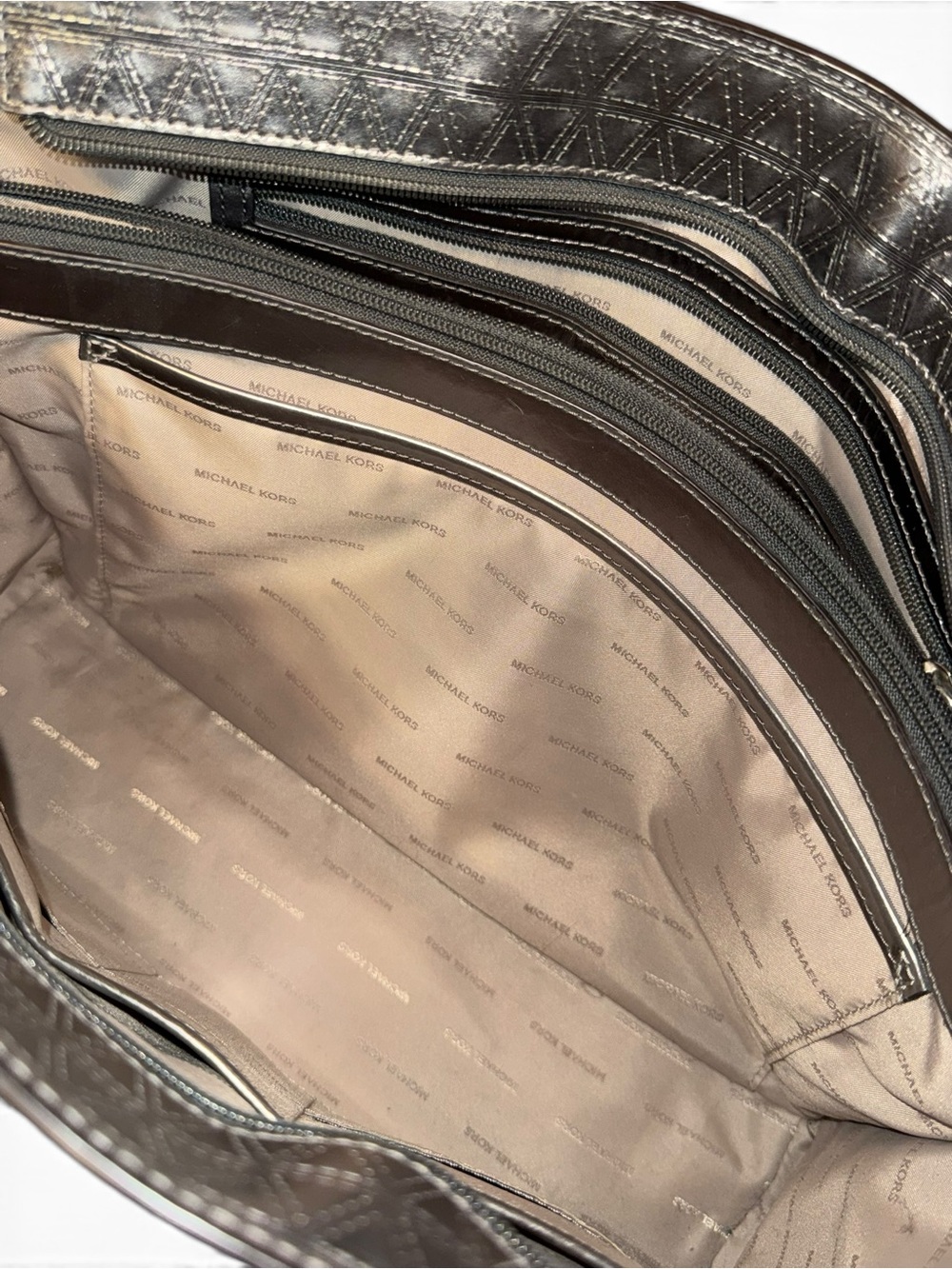 Michael Kors Metallic Silver Quilted Tote - Picture 9 of 12